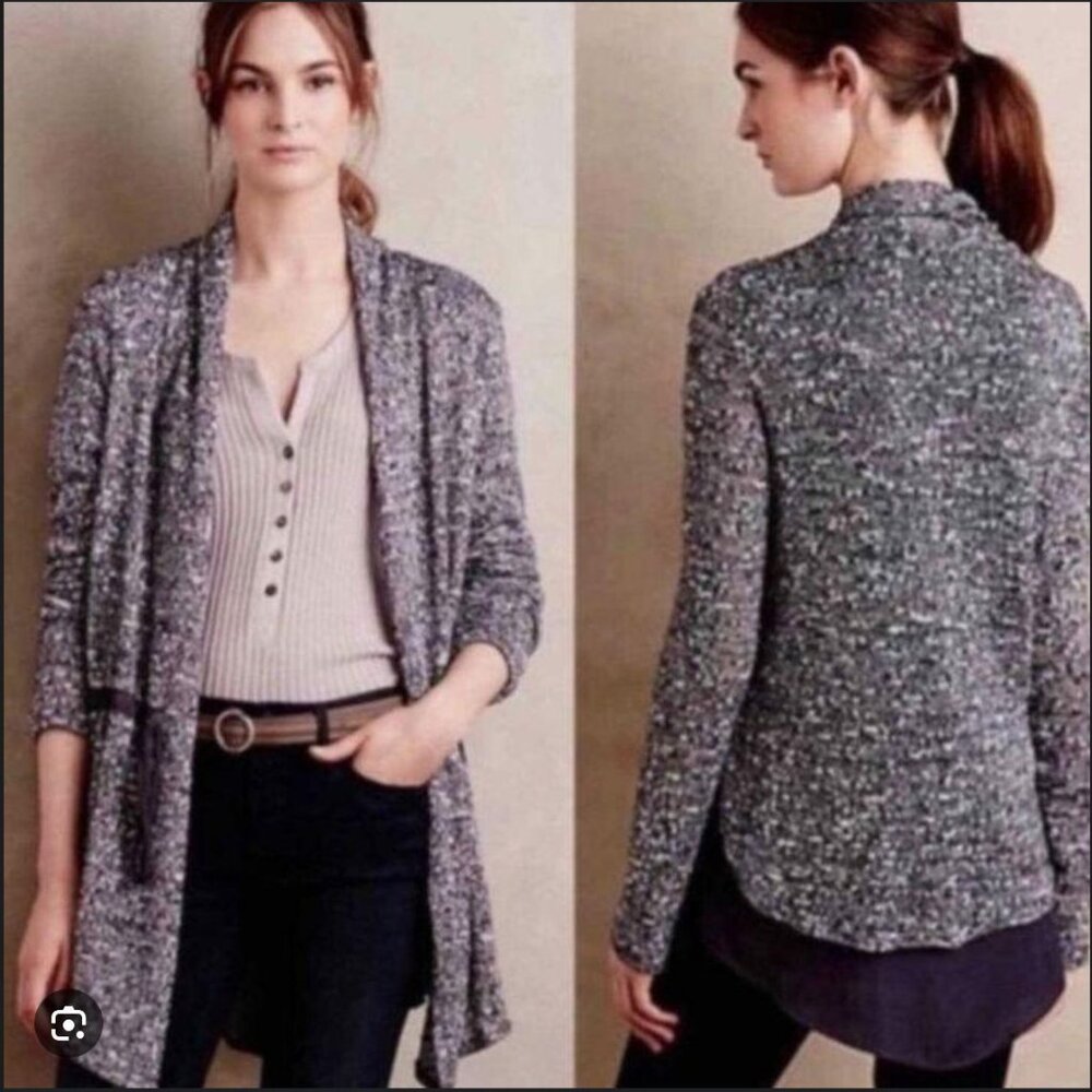 Anthropologie | Dolan Left Coast Navy Blue/Gray & White Marled Knit Cardigan, XS